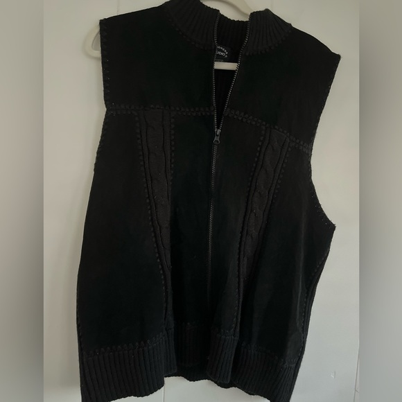 Designers Studio Originals Black Suede Leather Patchwork Vest Size 2X - Picture 2 of 15